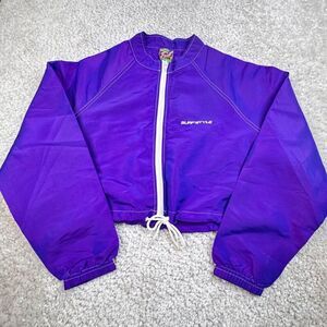VINTAGE Surf Style Full Zip Cropped Windbreaker Jacket Womens M/L